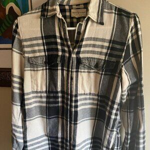 Ralph Lauren Women’s Slim Fit Plaid Flannel Shirt Black/Cream - Size S